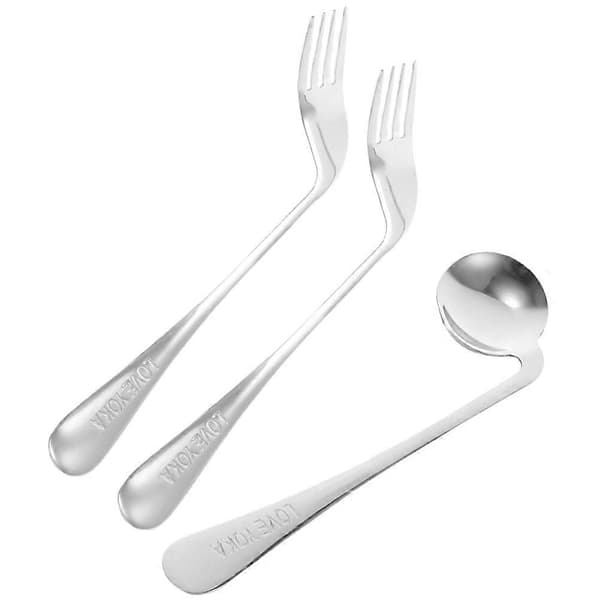 1 sett vinklet skje lett ergonomisk gaffel spisehjelpemiddel bestikk