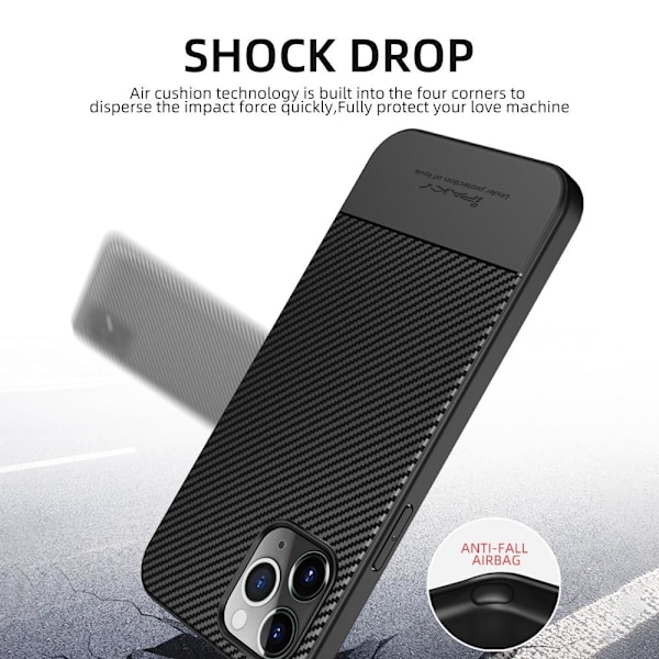 IPAKY Carbon Fiber Skal iPhone 12 Pro Max - Svart