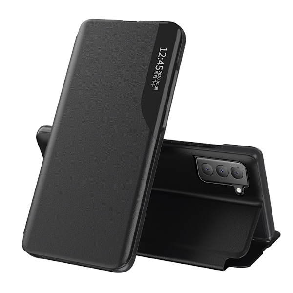Flip Fodral Med Display Samsung Galaxy S21 FE Svart