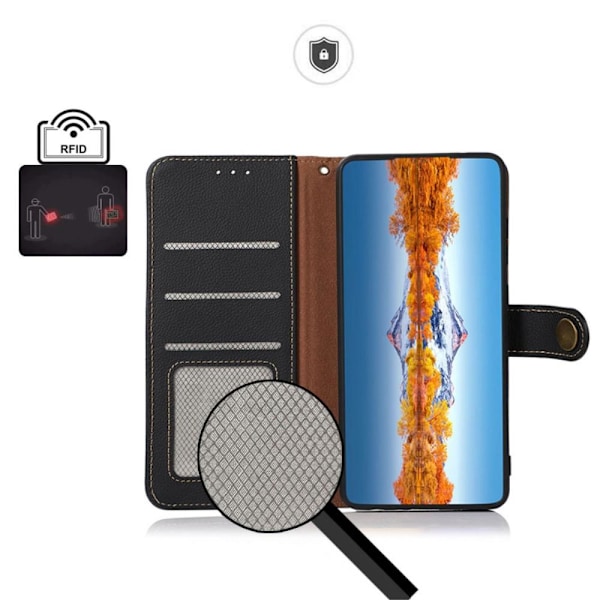 Khazneh Äkta Läder Fodral till iPhone 13 Pro - Svart Svart