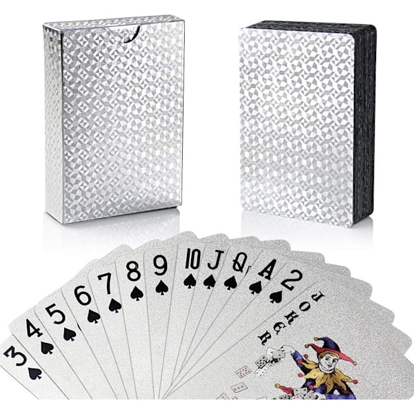 Poker Kortlekar, (Silver) Vattentät PVC Guldfolie Spelkort
