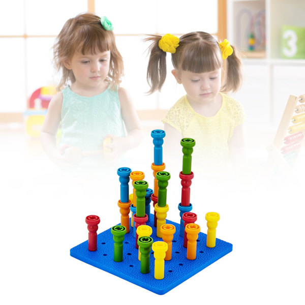 Innovativ Sensorisk Pegboard Set, Finmotoriska Leksaker, Pedagogiska Verktyg för Småbarn, 25 Stift + 1 St Pegboard, Förbättra Färgigenkänning