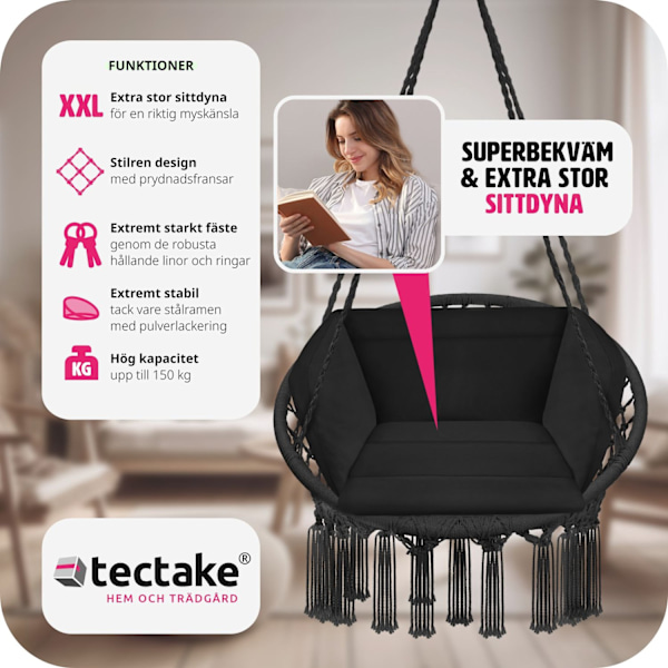 tectake Hängstol Grazia Svart