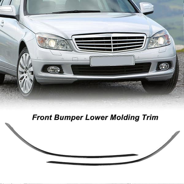 2 stk. nedre kromlist til støtfanger foran, erstatning for Benz C-klasse W204 Standard Facelift 2011 til 2014