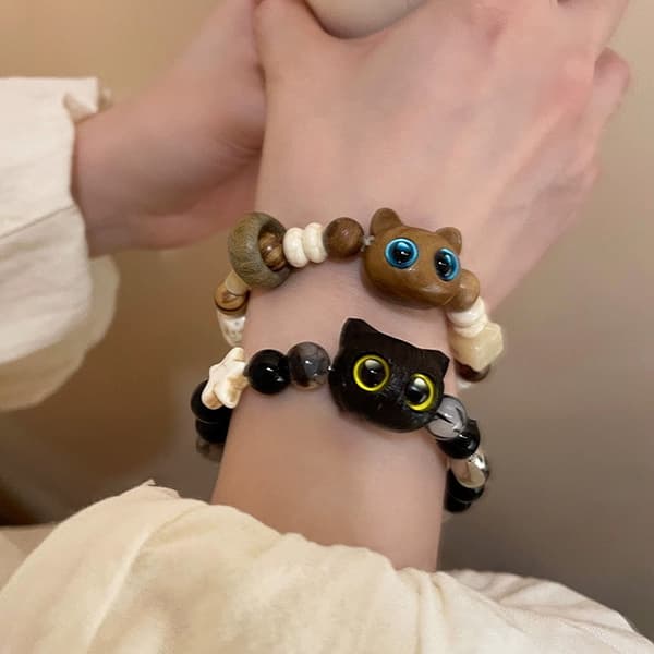 2 stk søt kattungeperlearmbånd, pararmbånd