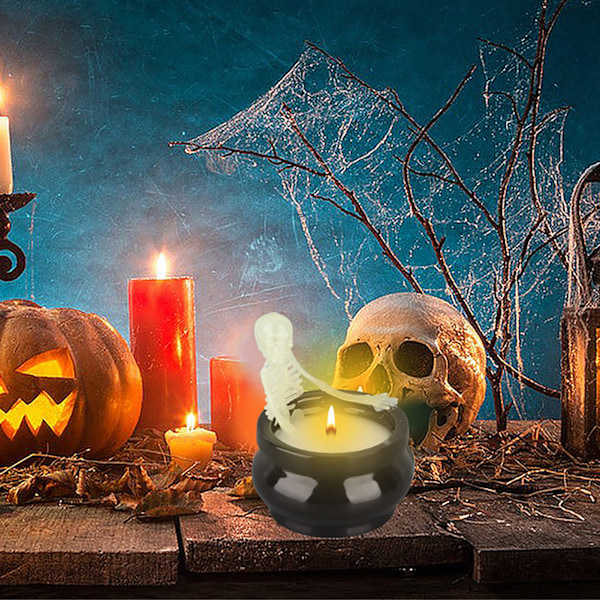 Halloween Skalle-Ljus Gotisk Bondgårdsinredning Kreativt Ljus Födelsedagspresent Hartshantverk Ornament