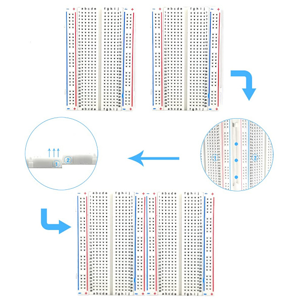 5 stk. Breadboard/Mini Breadboard/Eksperimentkort 400 huller Længde 8,5 cm Bredde 5,5 cm