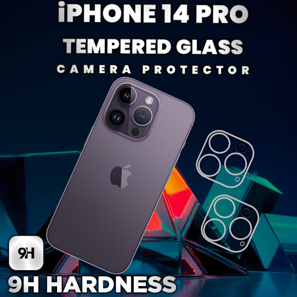 2-Pack iPhone 14 Pro Linsskydd - 9H Härdat glas - Super kvalitet 3D Linsskydd