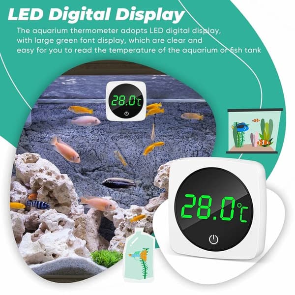 2 Stycken Elektroniska Akvarietermometrar Mini LED Digital Termo