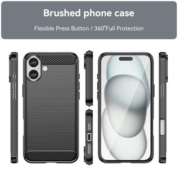 iPhone 16 Plus Skal Borstad Stål Svart