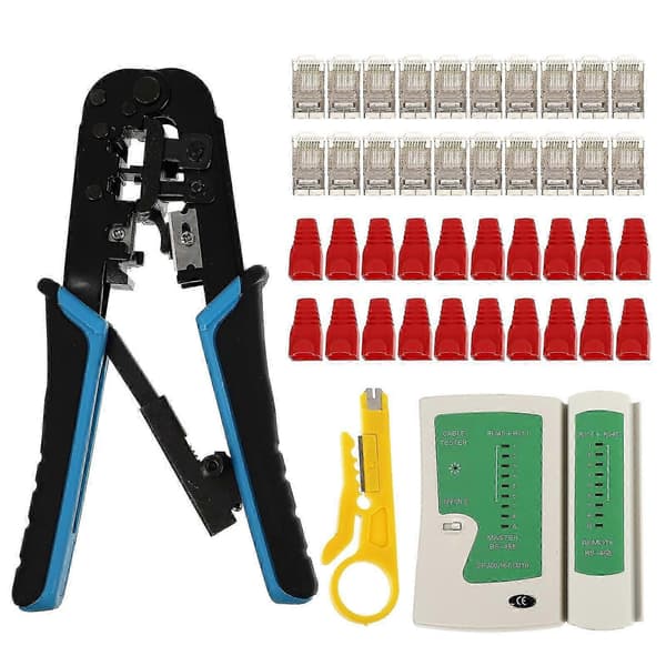 1 Sæt RJ45 Krympeværktøj Multipurpose Cat6 RJ45 Krymper RJ45 Konnektor og Dæksel