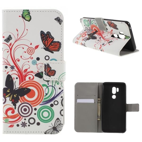 Plånboksfodral LG G7 ThinQ - Vit med Fjärilar