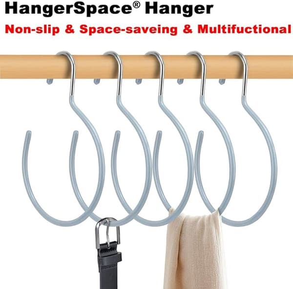 Skjerf Ring Belteholder, 5 Sklisikre Slips Kroker, Garderobetilbehør
