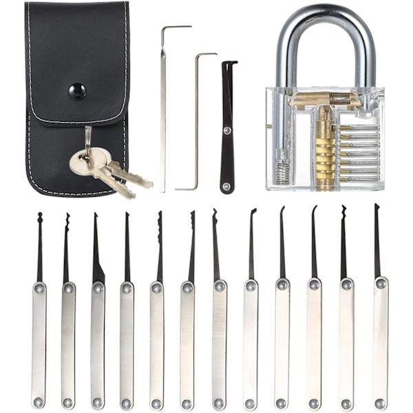 Transparent övningshänglås med dyrkset låssmed lockpicking