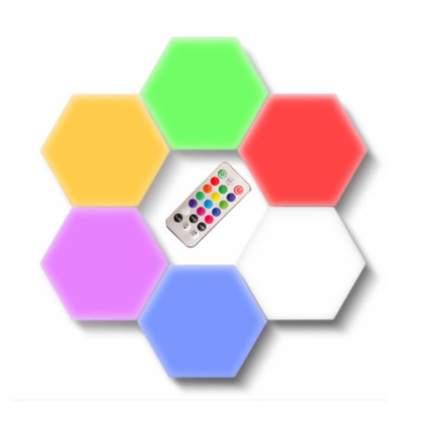 Hexagon Led vägglampa - 6 st RGB Modular Touch Lights Light