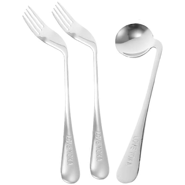 1 sett vinklet skje lett ergonomisk gaffel spisehjelpemiddel bestikk
