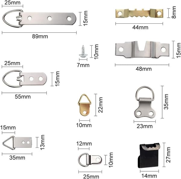 96 st Bildram Upphängningskrokar Kit, 9 Designer Bildkrokar H