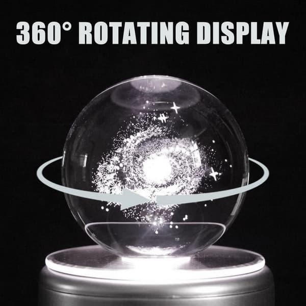 Roterende Display Stand til Krystal Kunst, LED Lys Base med 3D Indre Udskæringsdesign, Farverig Belyst Roterende Statue Display Platform til Glas black white light