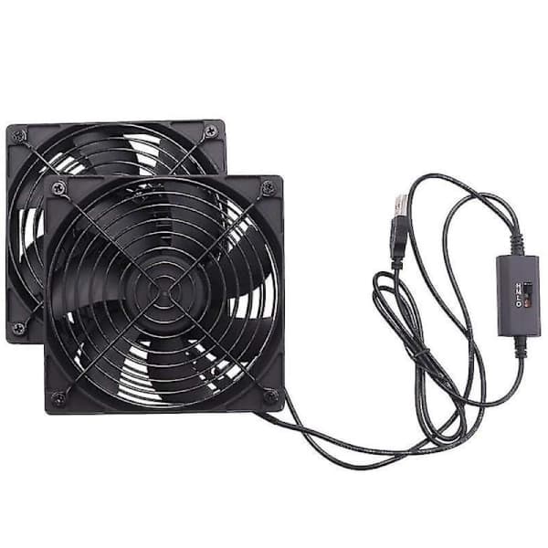 Dubbla 120mm 5V USB-drivna PC-routerfläktar med hastighetsregulator Hög luftflödesfläkt för router Cy