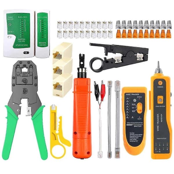 Lan Netværksreparationsværktøjssæt Tester Rj45 Cat5 Krympeværktøj Bærbar Kabeltester Wire Tracker Lin