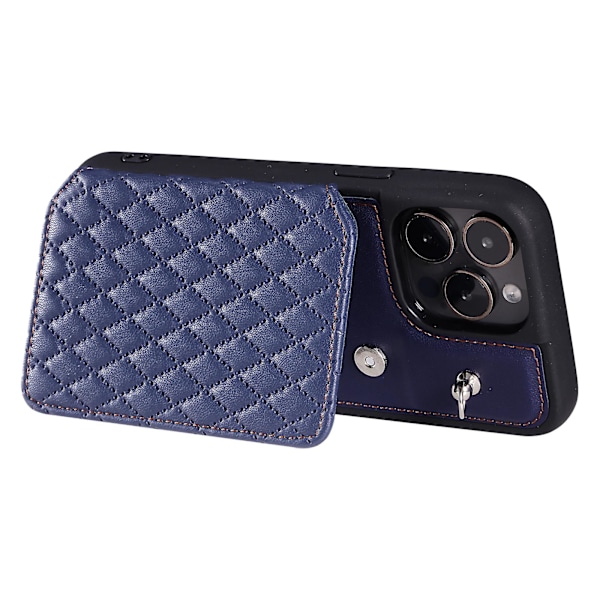 Phone case för Iphone 15 Pro Max Rfid Blocking Pu Läderbelagd TPU-skal med handledsrem Blue