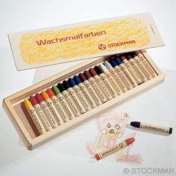 Stockmar puukotelo, 24 värikynää, monivärinen