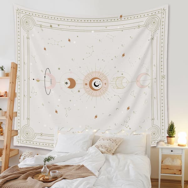 1 stk veggteppe mystiske månefaser stjernebilder stjernehimmel