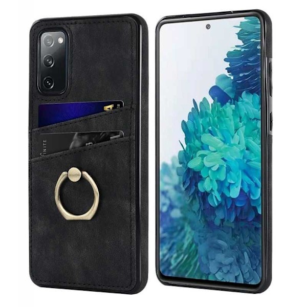 Samsung S20 FE Mobilskal med Korthållare Retro V4 Svart