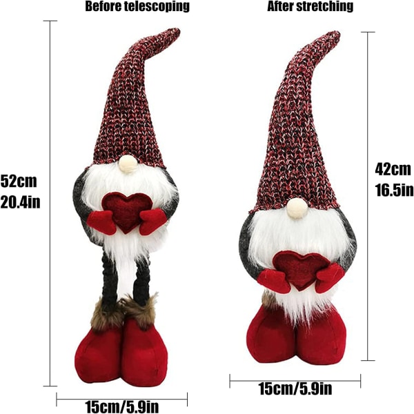 Jultomte Gnome Plyschdocka Långt skägg Stående Handgjord