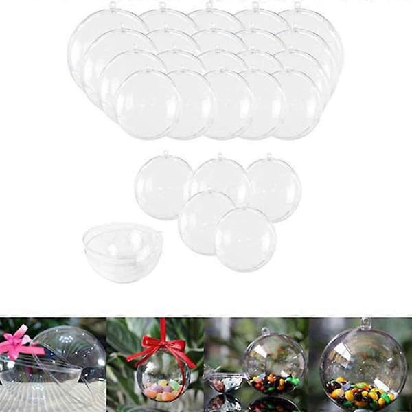 30 st jul ihålig boll i plast transparent godisförpackningslåda