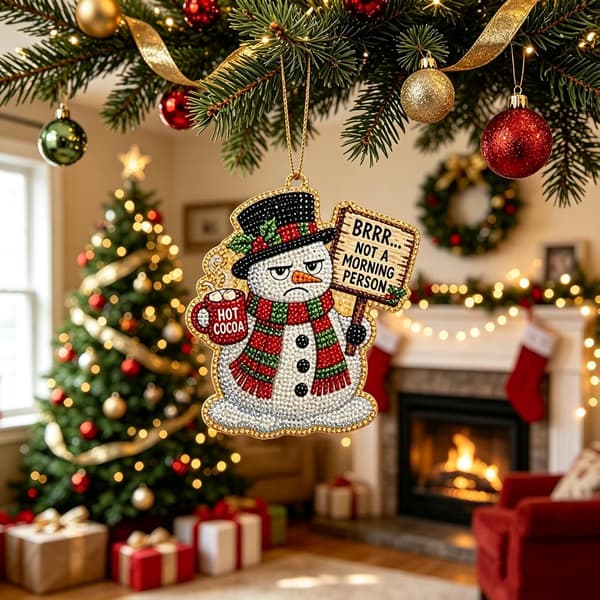 Et sjovt DIY julepynt-sæt med perler og diamantkunst – perfekt til begyndere: Snemand Snowman