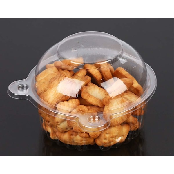 Klart Kupollock Muffinsbehållare, Miljövänligt Material Säkerställer Säker Förvaring, Hög Transparens för Attraktiv Visning (50-pack)