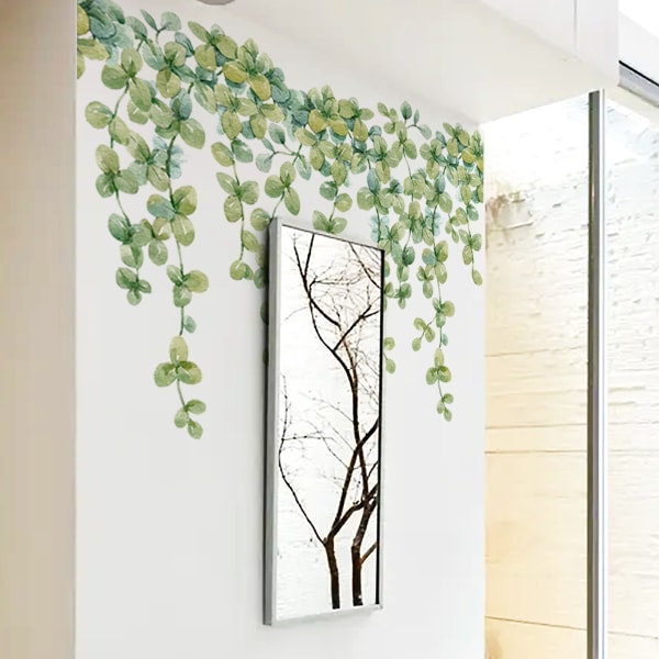 Färska gröna eukalyptusblad väggklistermärken glasfönsterklistermärken