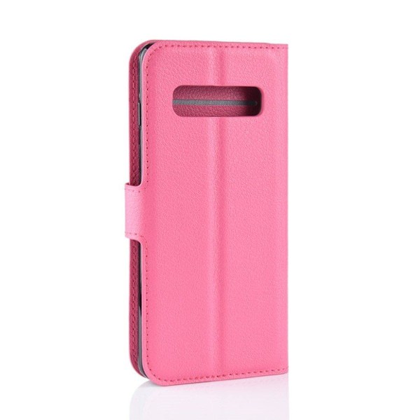 Samsung Galaxy S10 litchi läderfodral - Rosenröd Rosa