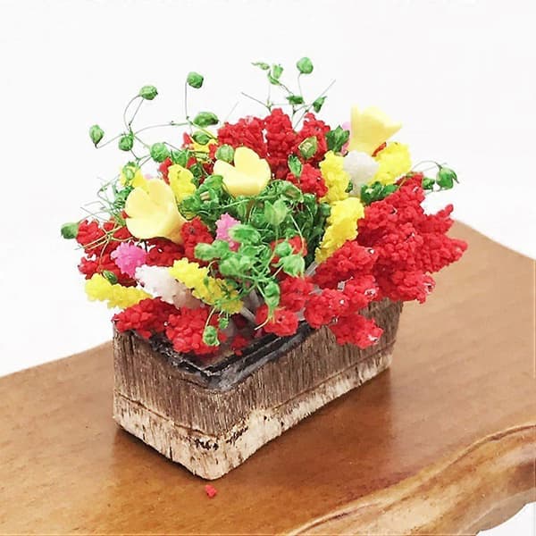 3 stk. Minihus Blomsterdekoration Mini Potteblomst Lille Falsk Grøn Pynt