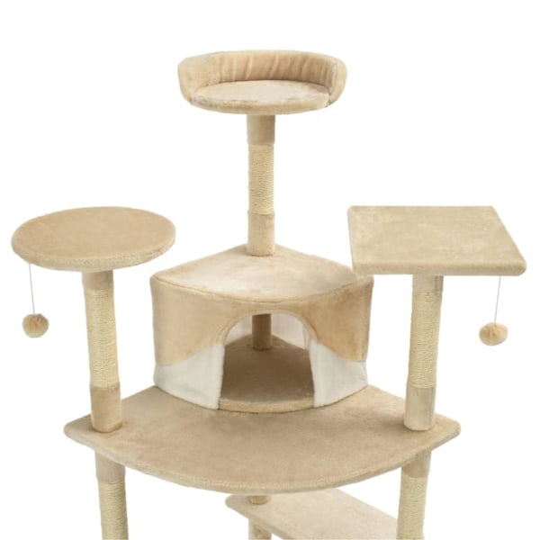 vidaXL Katt klösträd med sisalpelare 203 cm beige och vit multifärg