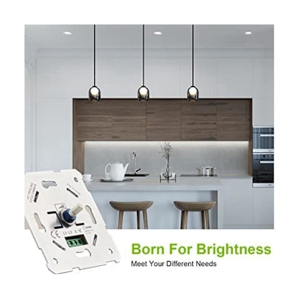 LED-dimmer, innfelt dimmer for LED- og halogenlamper, 5-300 W