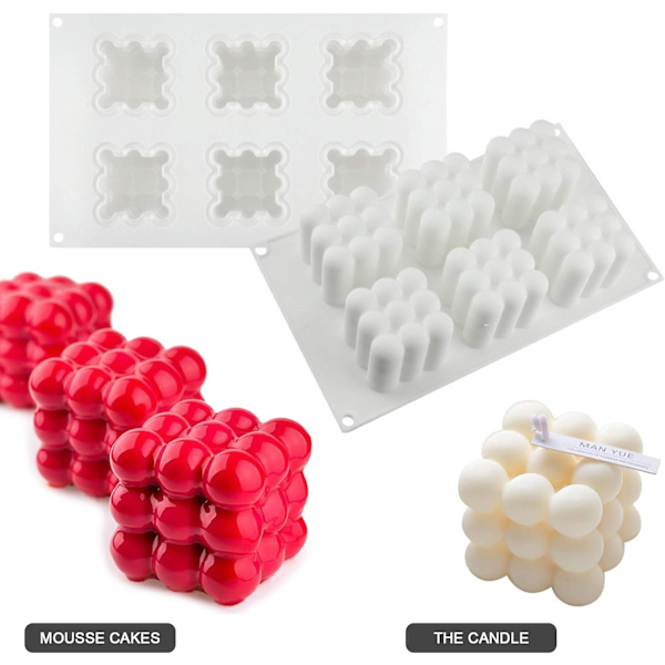 Silikonljusform, 3D-ljusform, Silikonkubform, DIY-burk