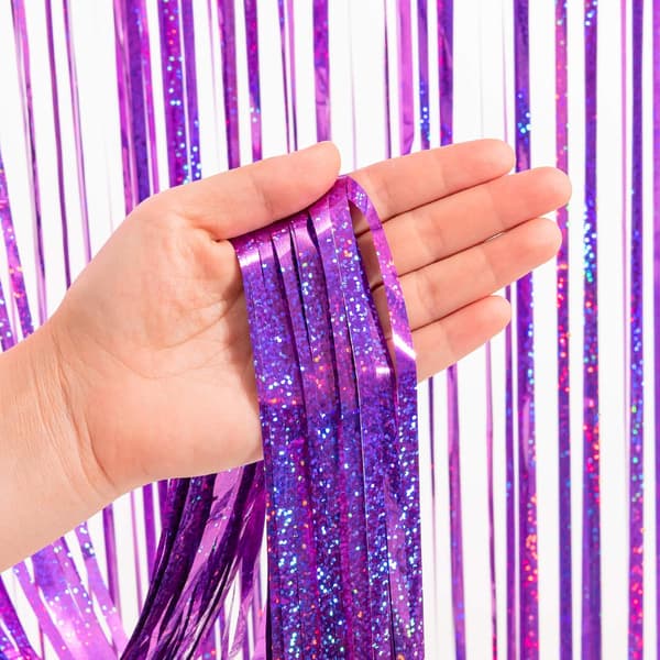(2 kpl, 1x2,5 m) Vaaleanpunainen folioverho taustaksi, kimalteleva tinsel