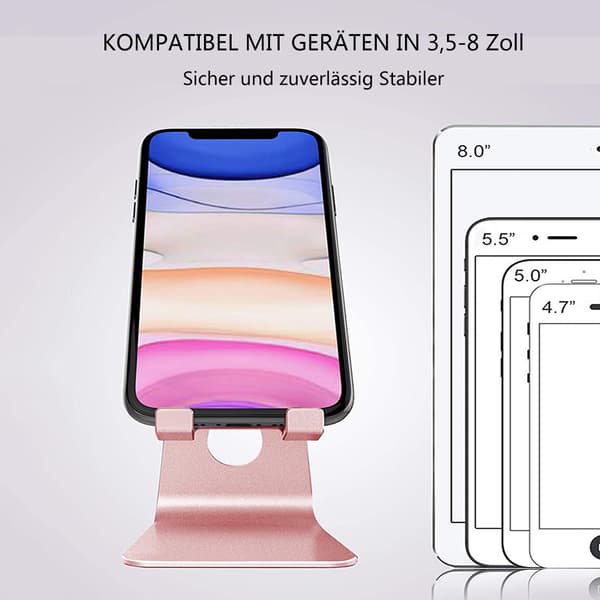 Sammenleggbart og bærbart mobiltelefonstativ, justerbart for flere visningsvinkler, førsteklasses solid materiale støtter enheter opptil 8 tommer for kontor og