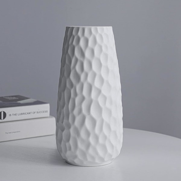 Multifunktionell Modern Minimalistisk Vas, Djärv Geometrisk Design för Dekoration på Soffbord, Säker Förpackning Säkerställer Säker Ankomst (Vit, 12,4x25,5x7,5cm)