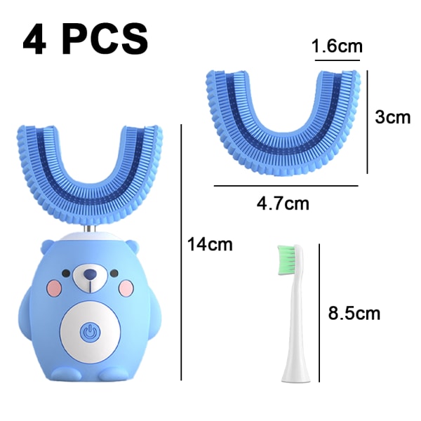 Kids U-formad elektrisk tandborste, Sonic tandborste för barn,
