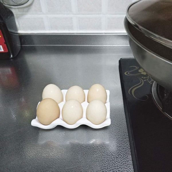 6 ägg keramisk ägghållare halkfri äggtallrik ägglåda för hemmet