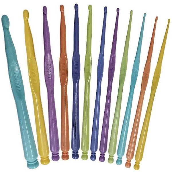 N019 - Set med 12 st. virknålar i plast multifärg one size