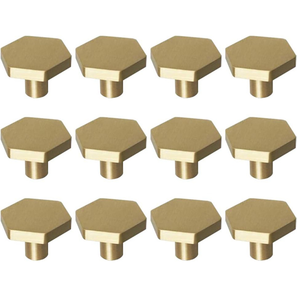 1-1/10\" Solide Messingknapper Skoskap Børstet Gull Hex Knapper