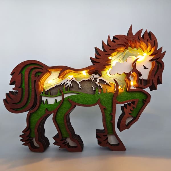 Multi-lags Hest Figur Hollow Design Trædyr Totem Hest