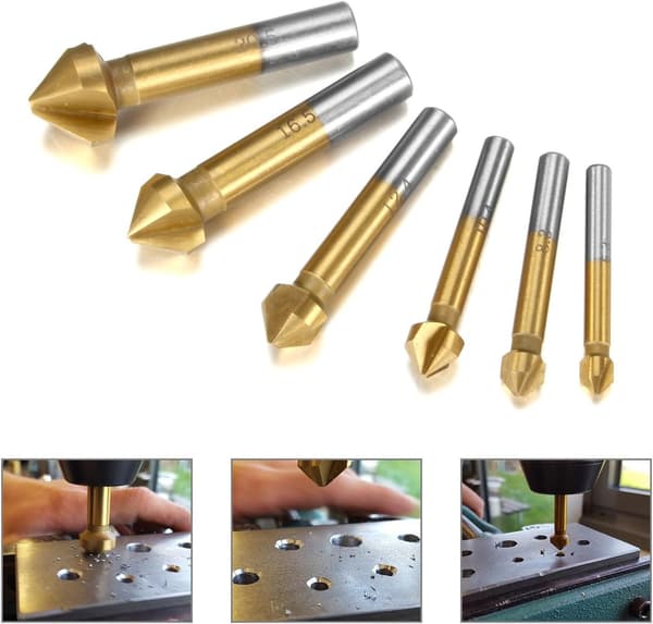 6 st HSS 90° Countersunk Head Titan Cone Tre-punkts Cup Skruv