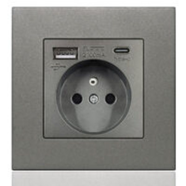 Fransk stikkontaktpanel Type-c+USB16A Type 86, antal stikkontakter: 2 h