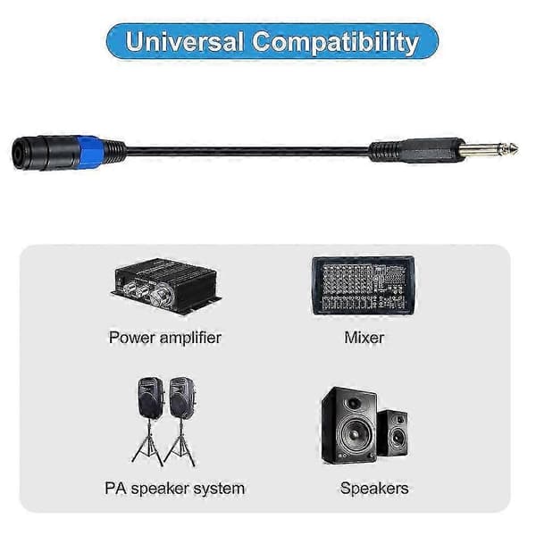 Speakon hun-stik til 1/4\" han-kabel lyd patch Speakon jack-stik til 6,35 mm Ts højttaler forbindelseskabel