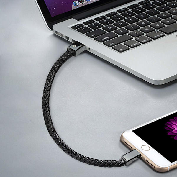 USB-kabelarmbånd Kort bærbart læderoplader (L/M)